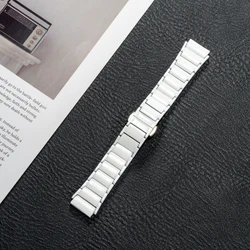 Premium Ceramic Metal Watch Strap - Elegant 18mm Replaceable Wristband for Watch GT5Pro 42mm (White)