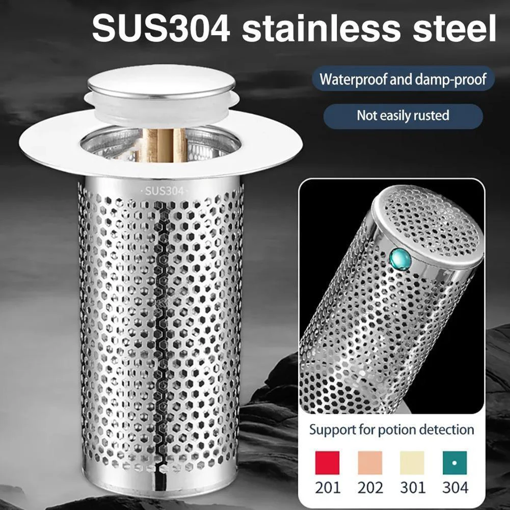 

Stainless Steel Floor Drain Filter Washbasin Plug Anti Odor Pop-Up Bounce Core Basin Stopper Hair Catcher Shower Sink Strainer