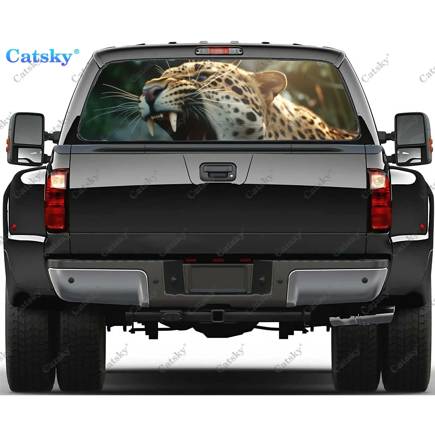 

Леопардовые животные в природе наклейка на заднее стекло подходит для пикапа, грузовика, автомобиля Универсальная прозрачная Перфорированная задняя оконная виниловая наклейка