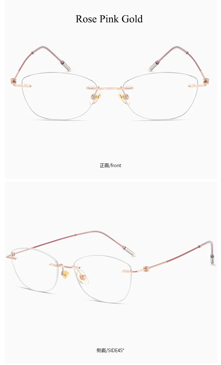 Bclear Women's Rimless Oval Cat Eye Titanium Eyeglasses 11