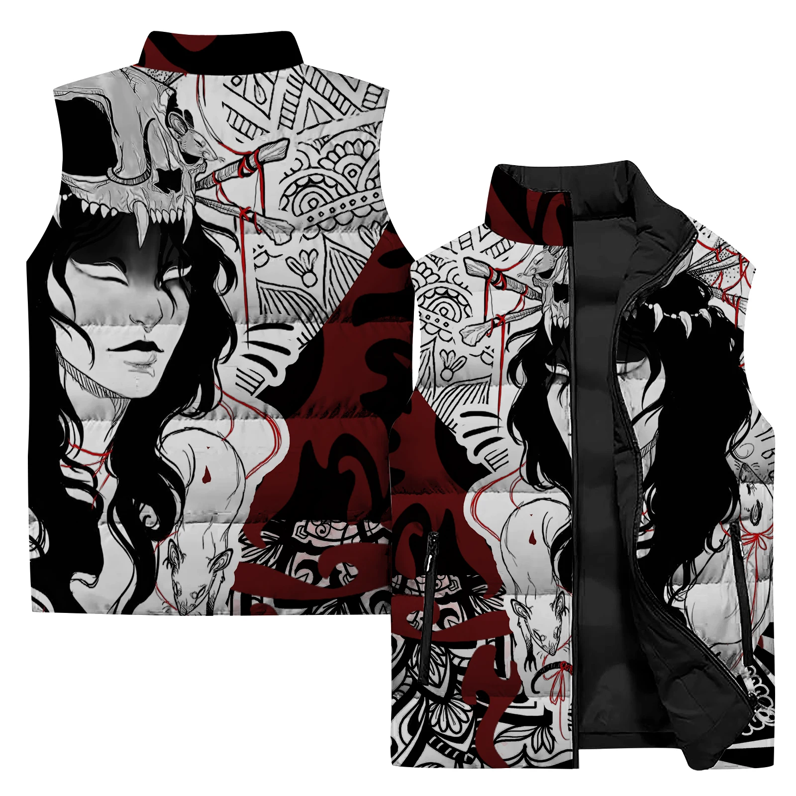thumbnail image 1 of Chaqueta sin mangas de invierno para hombre, chaqueta con estampado de arte abstracto en 3D, chaleco para deportes al aire libre, acampada, chaqueta de moda para hombre, 1 of 4