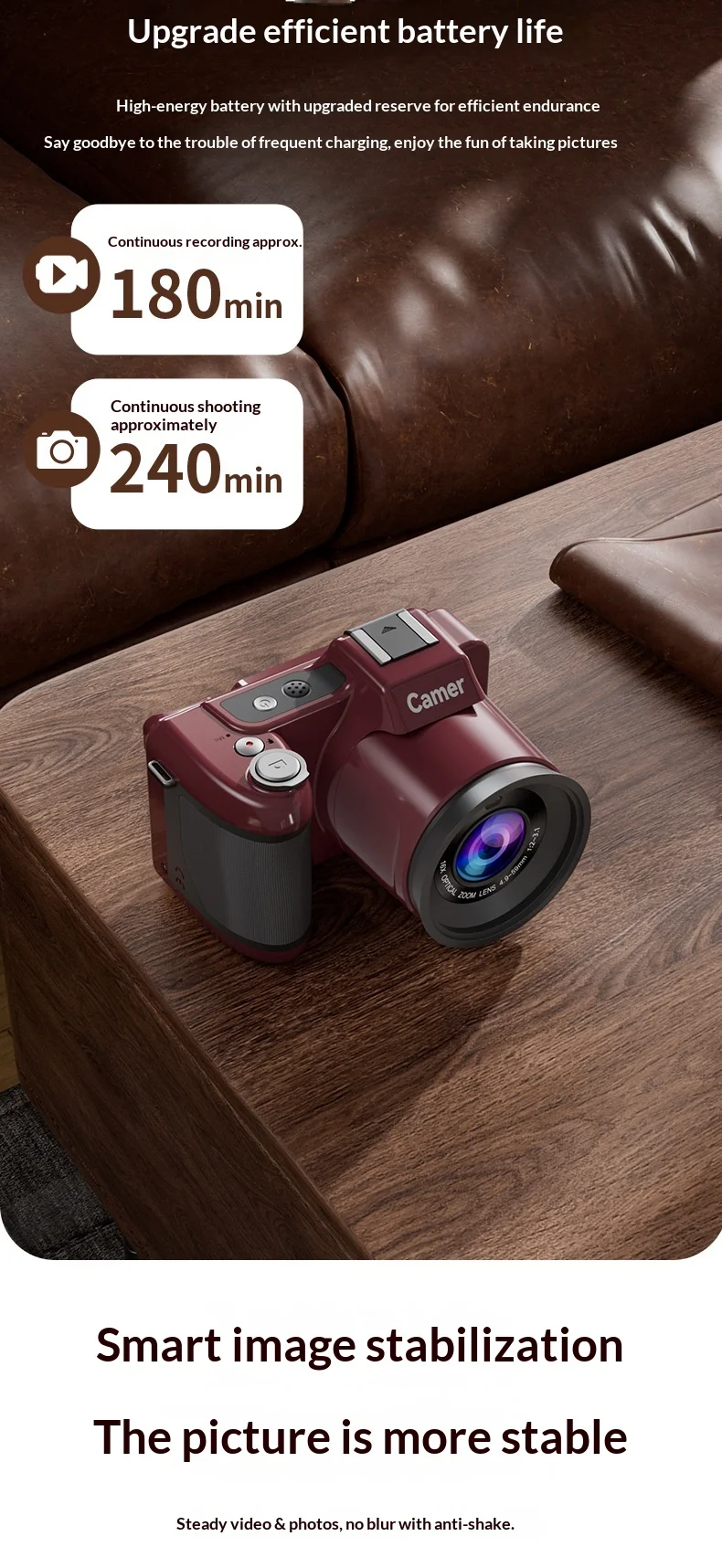 Camer 5K HD DSLR Digital Camera 64MP CCD With 16X Optical Zoom Lens AF Auto Focus Portable Video Recorder For Students Beginners