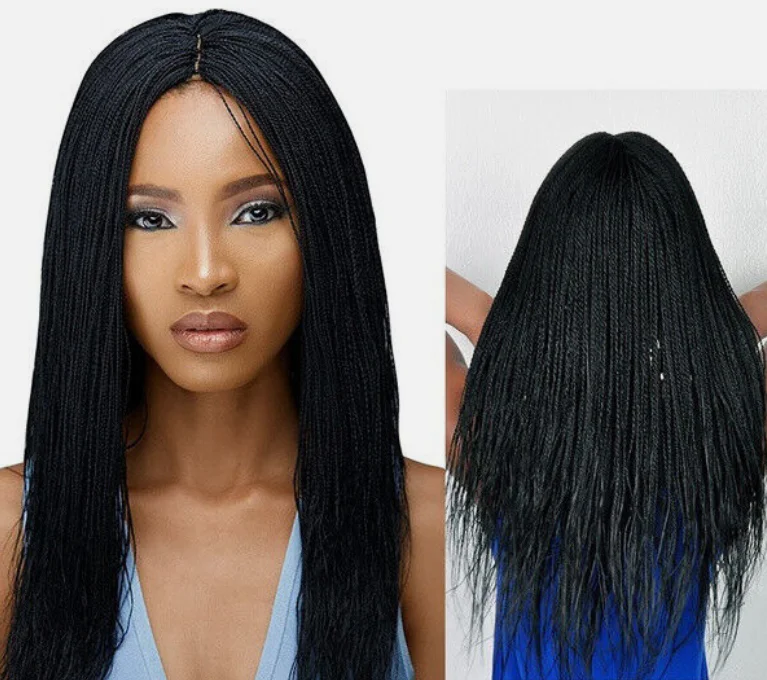 Micro Braided Afro Wigs Small hair Wig 22 Inches Synthetic Hand Braided Wigs