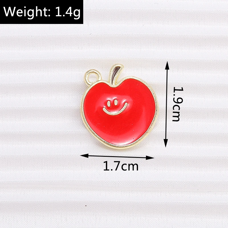 10 Stück Mix Emaille Früchte Charms Kirsche Ananas Apfel Pfirsich Anhänger für Halskette Ohrring Armband DIY Schmuckherstellung Zubehör – Detail 15