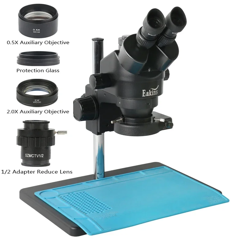 

3.5X 7X 45X 90X Simul-Focus Continuous Zoom Trinocular Stereo Microscope 56 LED Ring Lamp For Phone Chip PCB Repair Soldering