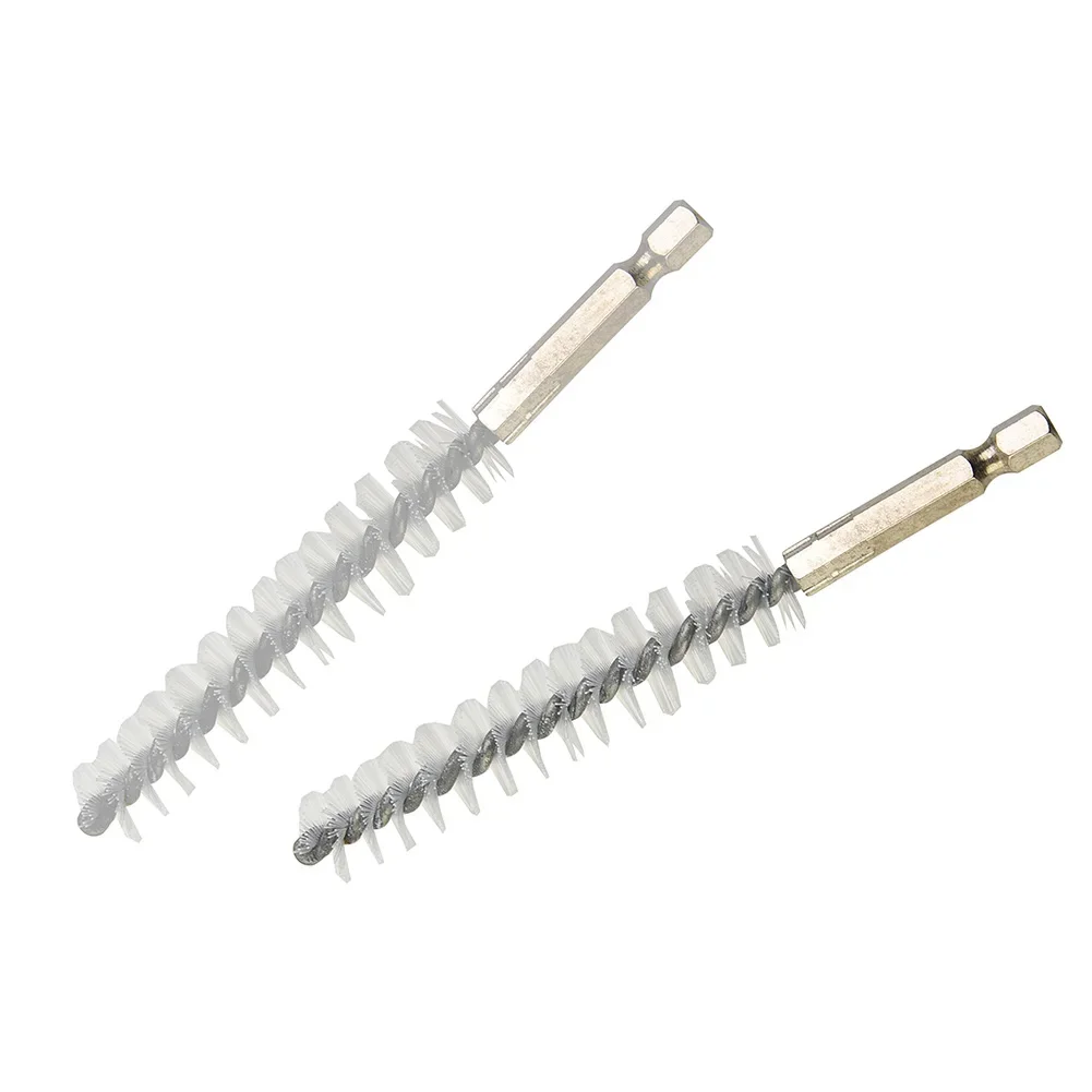 2pcs 15mm Nylon Drill Brushes 1/4" Hex Cleaning Brush For Electric Drill Polishing Removing Paint/rust Hand Tools