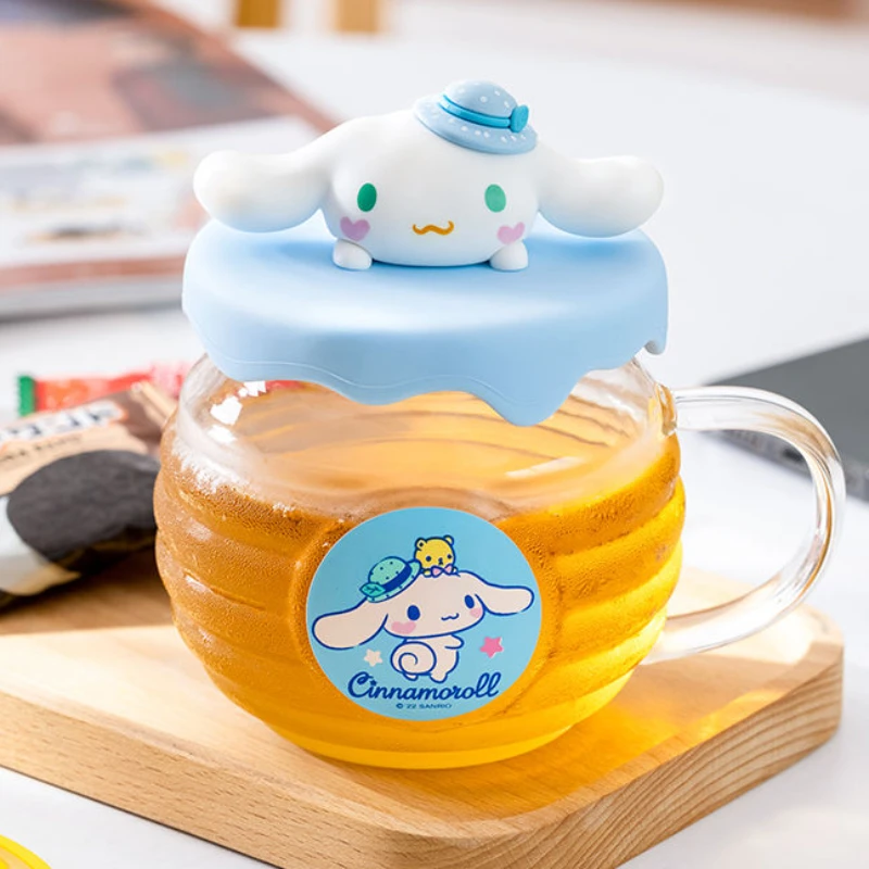 

420ml Kawaii Sanrio Hello Kitty My Melody Glass Cup Cinnamoroll Hello Kitty Cute Cartoon Heat Resistant Drinking Cup Girls Gift