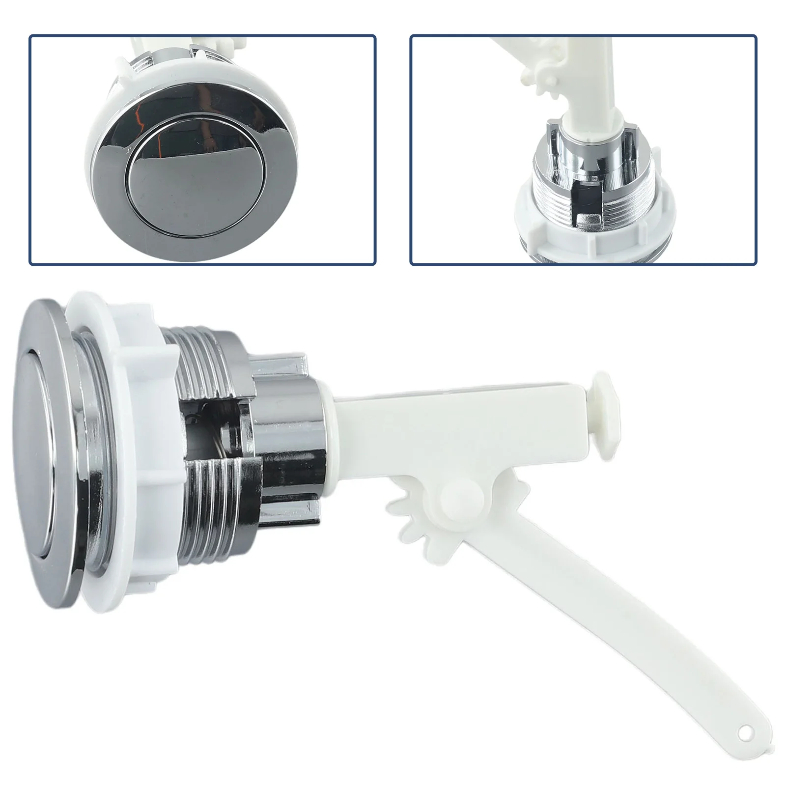 Description Picture 6 of item1pc Bathroom Toilet Push Button Single Flush Silver Seat Water Tank Valve Universal Button Toilet Toilet Lid Accessories