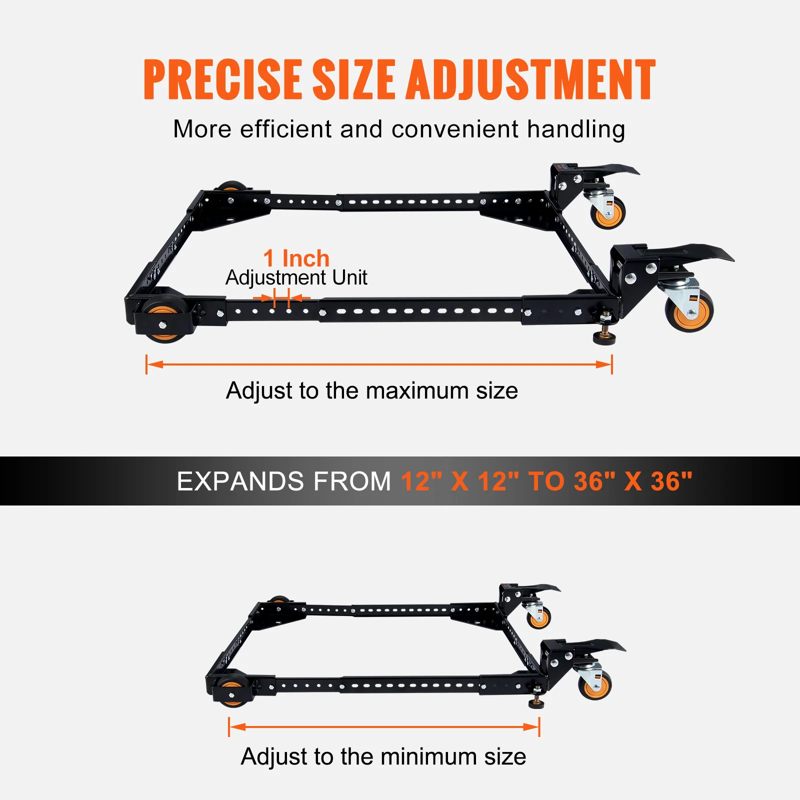 SucceBuy 650 lbs Universal Base Washing Machine Stand Lifting Fridge Adjustable Mobile Base Multi-functional Dryer Refrigerator