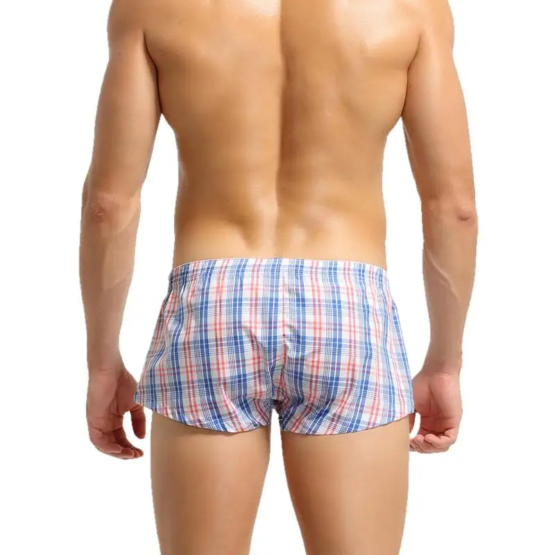 Men's Cotton Plaid Boxer Shorts Underwear Sleepwear