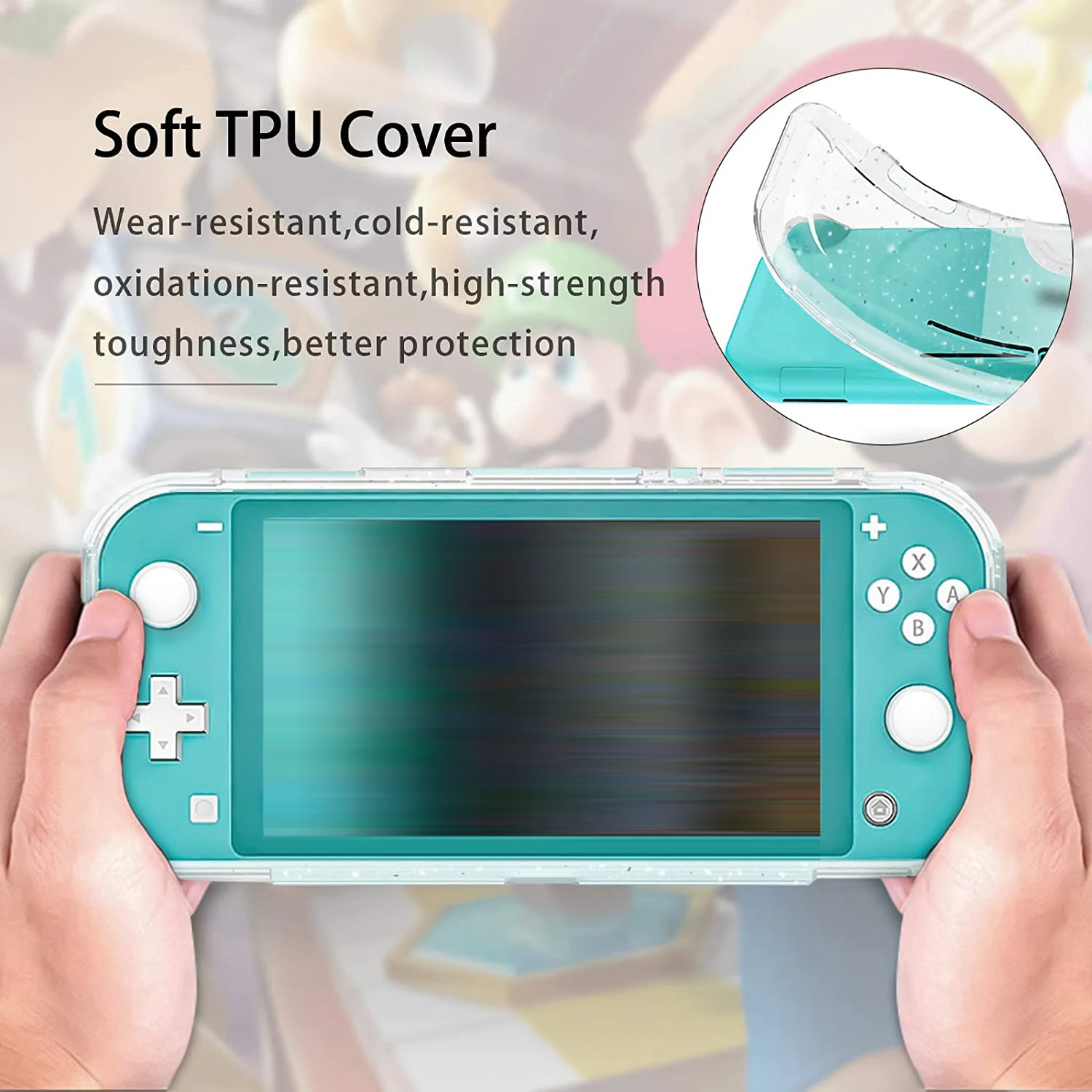 Glitter TPU Protective Cover for Handheld Game Console - Clear Shiny Protector Case