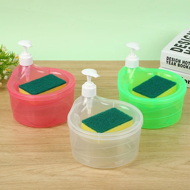 1 Set Dispenser automatico di detersivo per piatti Dispenser di sapone per  piatti con portaspugna per accessori per il lavaggio del bagno della cucina  - AliExpress