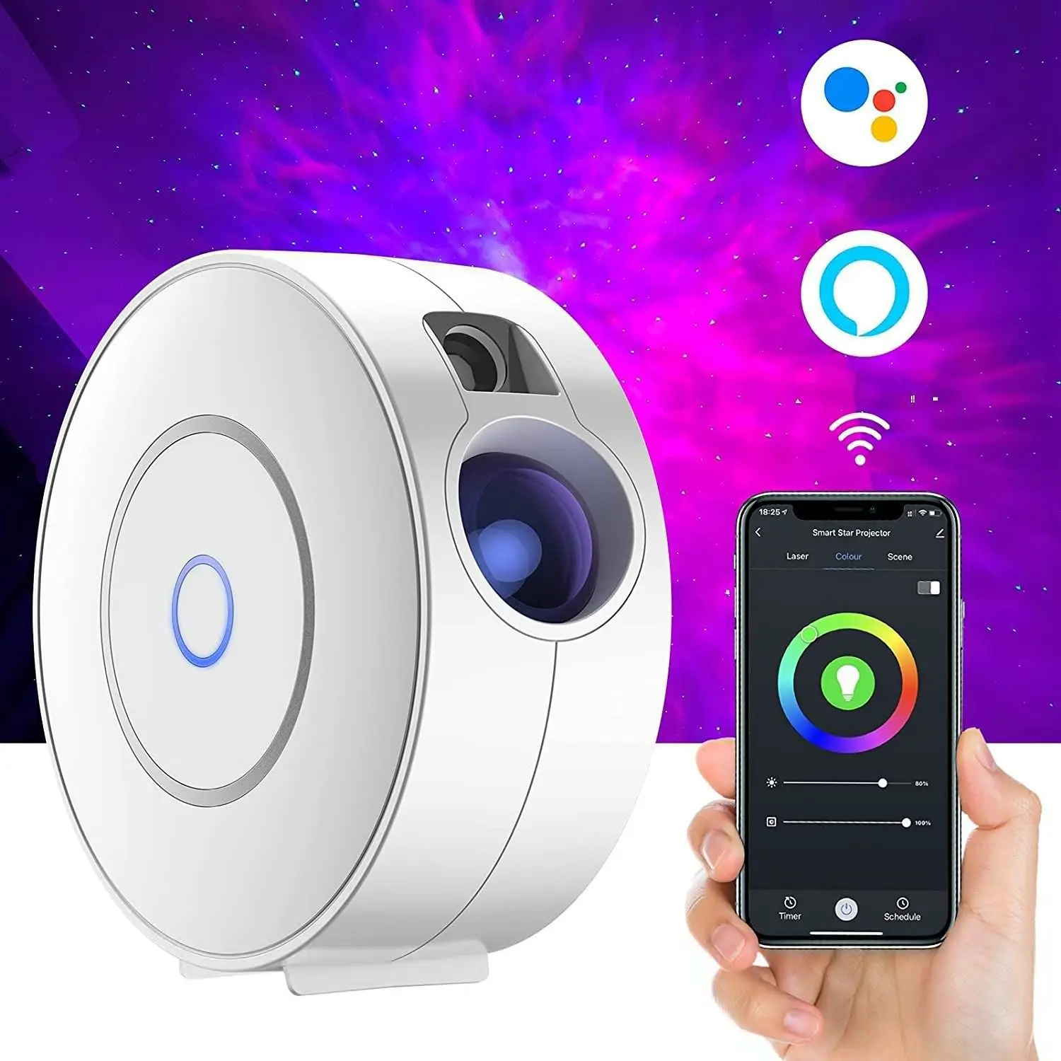 Tuya Smart Star Proiettore Wifi Laser Cielo Stellato Proiettore Ondeggiante Luce Notturna Led Colorato App Controllo Wireless Alexa Compatibile