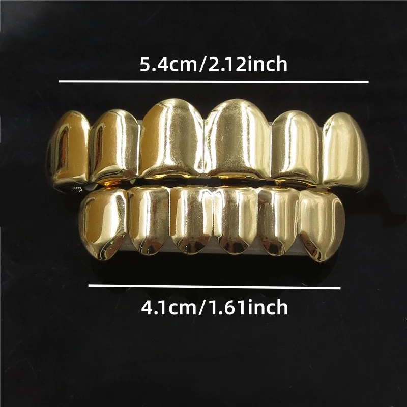 Gold Silver Plated HIP HOP Teeth Grillz Top & Bottom Grills Set With silicone Real Shiny Tooth Sets 3