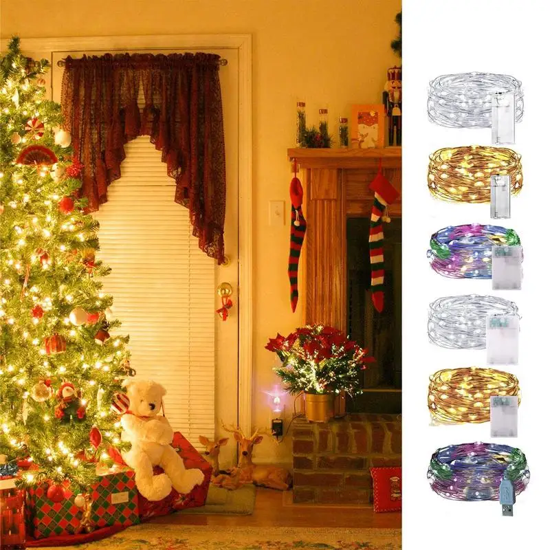 

2M 3M 5M 10M Christmas Garland Lights LED String Fairy Light Festoon Outdoor Decorative Lighting for Christmas Wedding Party