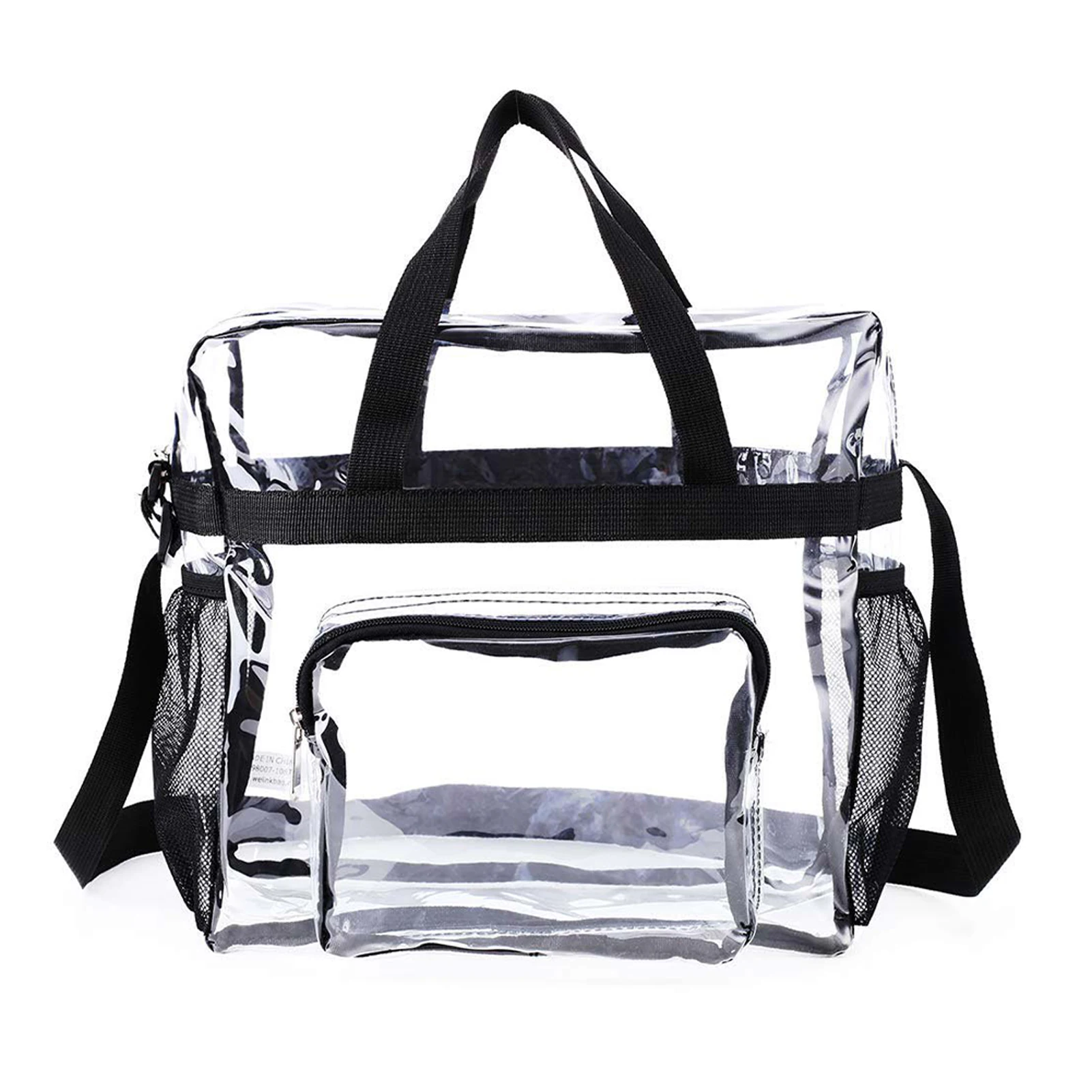 

For Women Waterproof Easy Clean Clear Tote Bag Work Gym Zipper Closure Sports Stadium Approved Water Bottle Large Capacity