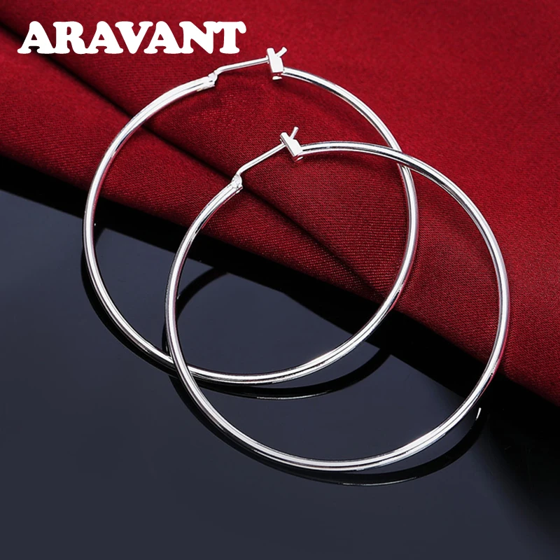 

925 Silver 50mm Hoop Earring For Women Fashion Jewelry