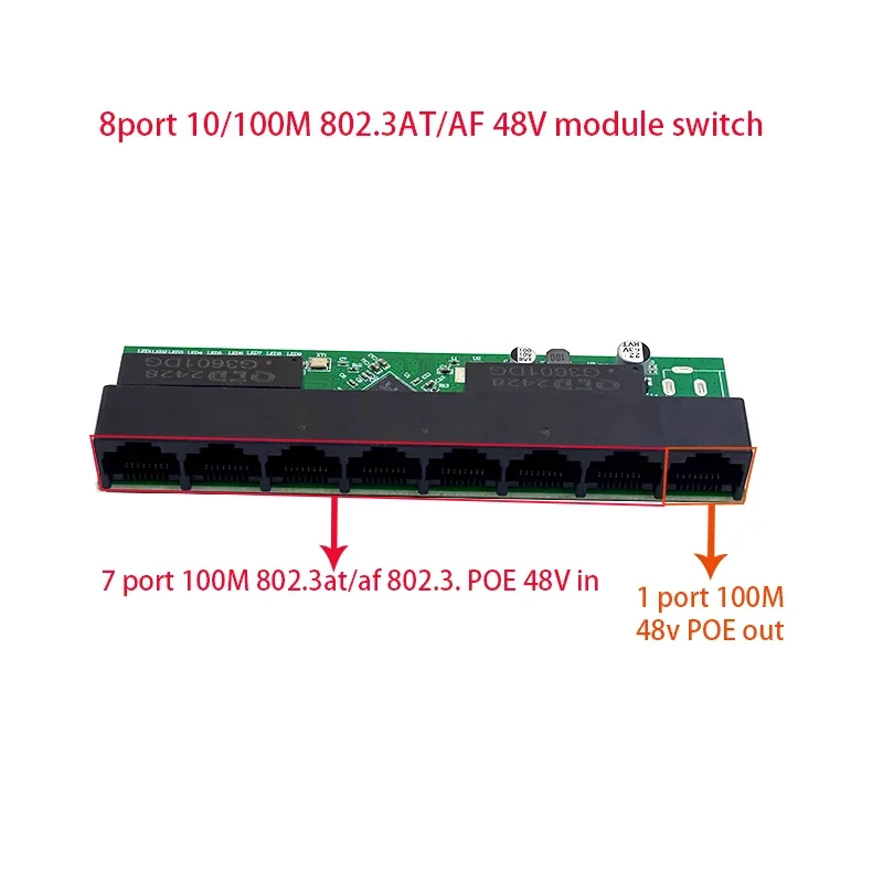 네트워크 스위치 출력 Poe in 1 포트, 8 포트, 802.3at af poe 48v 또..