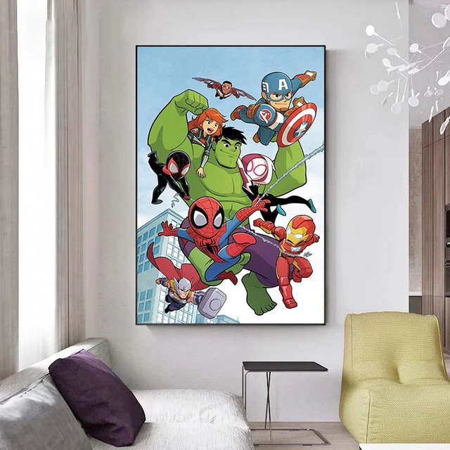 Disney pintura em tela marvel endgame super-herói vingadores filme cartaz  homem de ferro thor capitão américa impressão da parede decoração casa -  AliExpress
