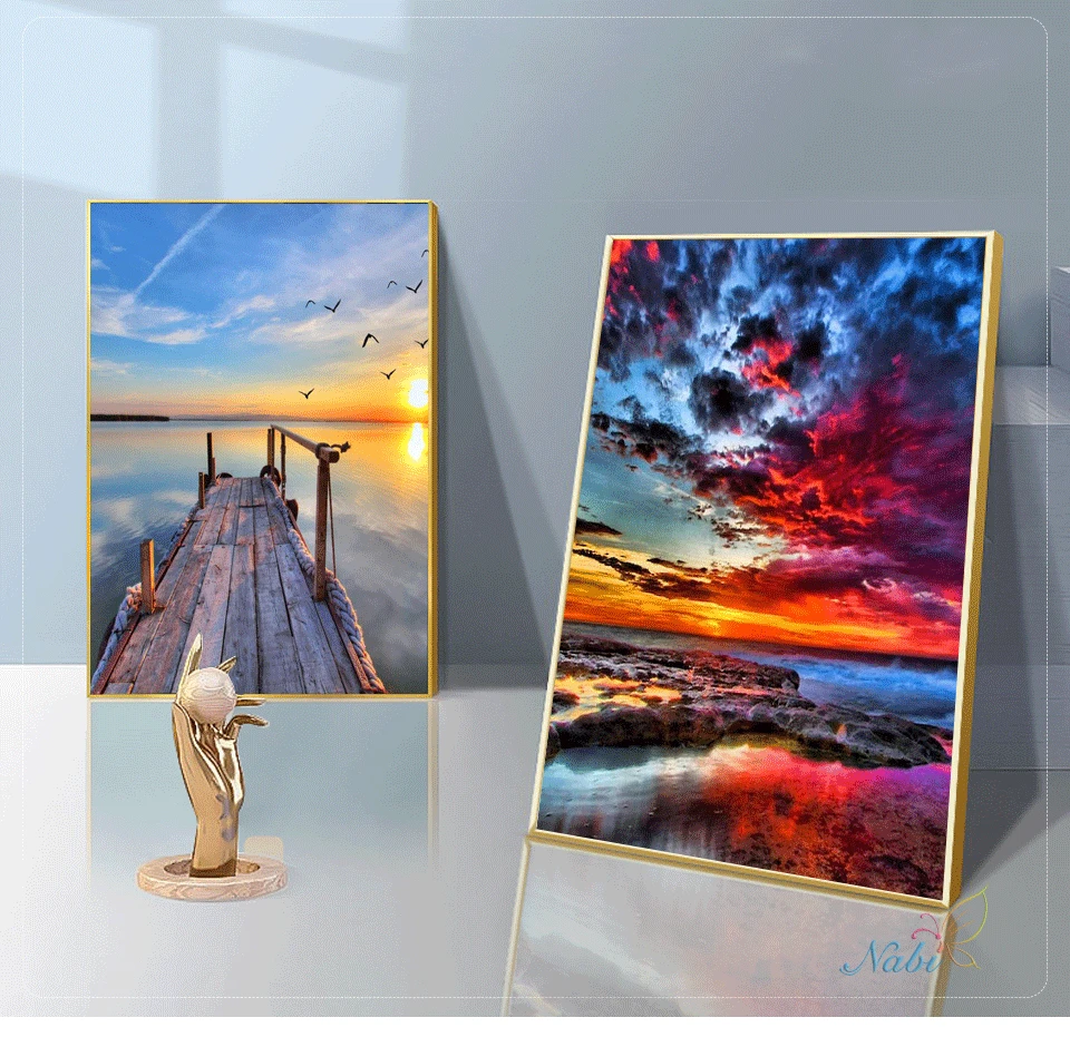 5D DIY Diamond Painting Landscape Sunset Sea Kit Full Drill Square Embroidery Mosaic Art Picture of Rhinestones Home Decor Gift diamond painting diamond art painting kit diamond painting set