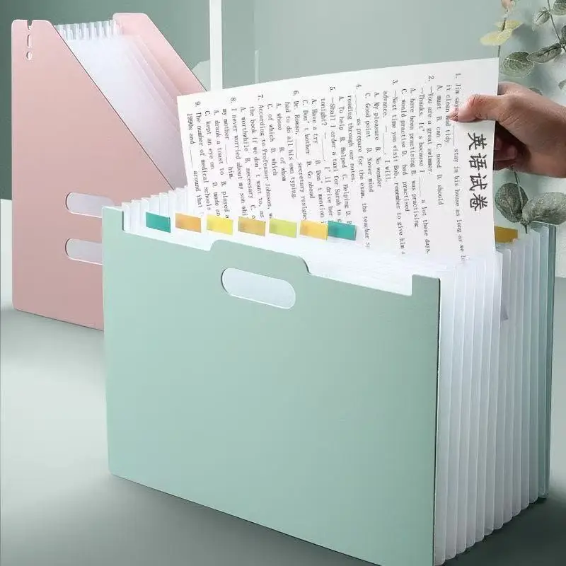 Organizzatore per Documenti a Fisarmonica con Apertura Superiore, 13 Tasche, Tasca per Etichette, Formato A4, Cartella Portadocumenti da Scrivania - immagine 3
