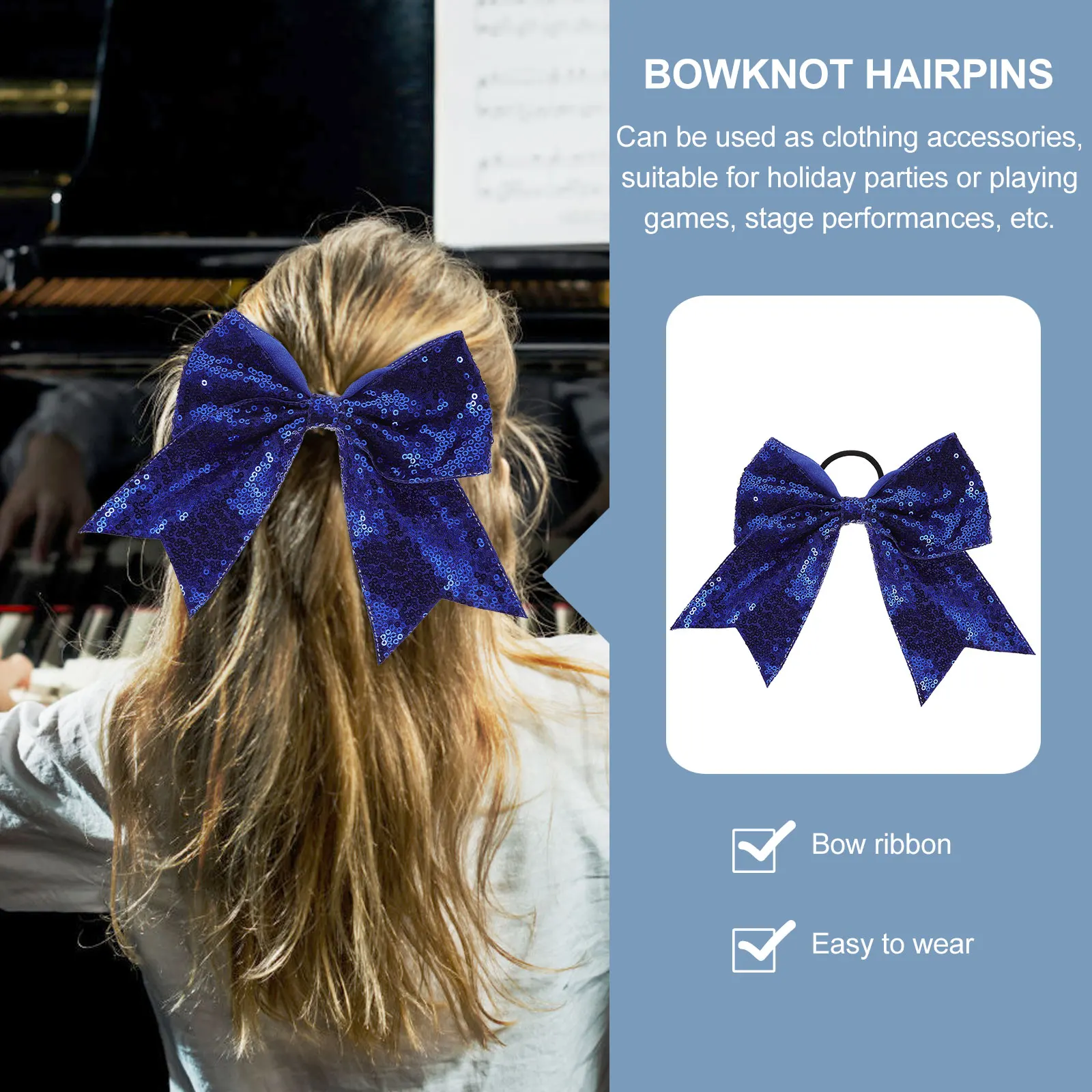 2Pcs Hair Ring Children's Headwear Bow Tie Swallowtail Sequins Scrunchies Hair Ring Ribbons Ties Fabric Girl hair Bows Hairbands 3