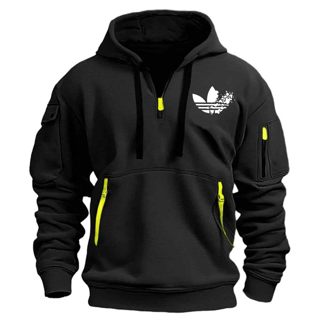 thumbnail image 1 of Suéter con capucha para hombre, novedad de primavera y otoño de 2024, con múltiples cremalleras y bolsillos en los brazos, jersey para hombre, abrigo deportivo informal de moda, 1 of 4