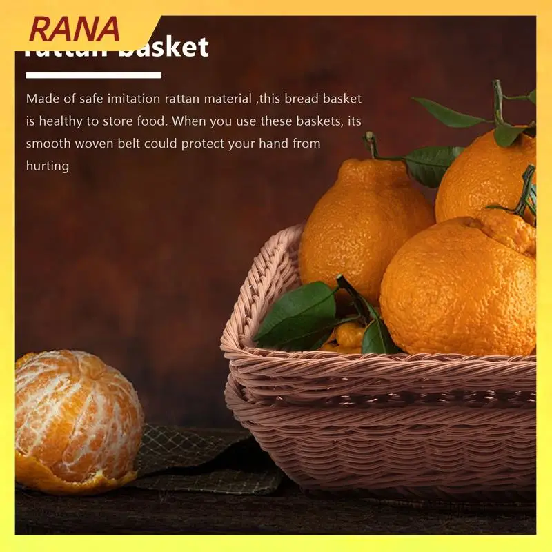 RANA 2 Pcs Rectangular Basket For Table Or Counter Display For Bread,Fruits And Vegetables Wicker Baskets Markets,Bakery