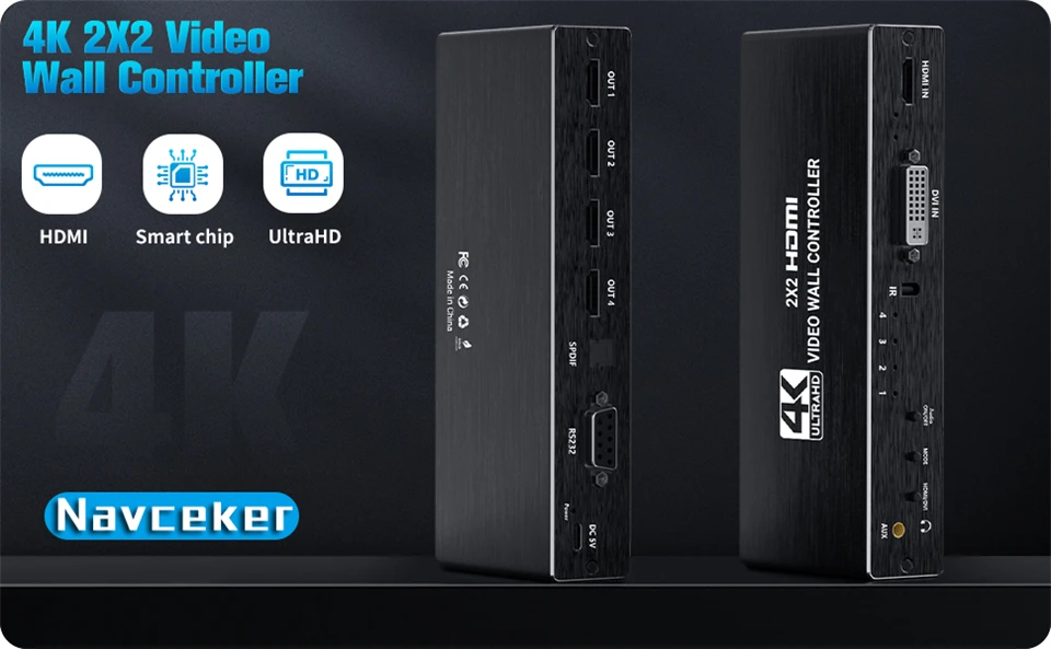 2x2 Video Wall Controller Processor 1x2 1x3 1x4 2x1 3x1 4x1 4K DVI HDMI video wa