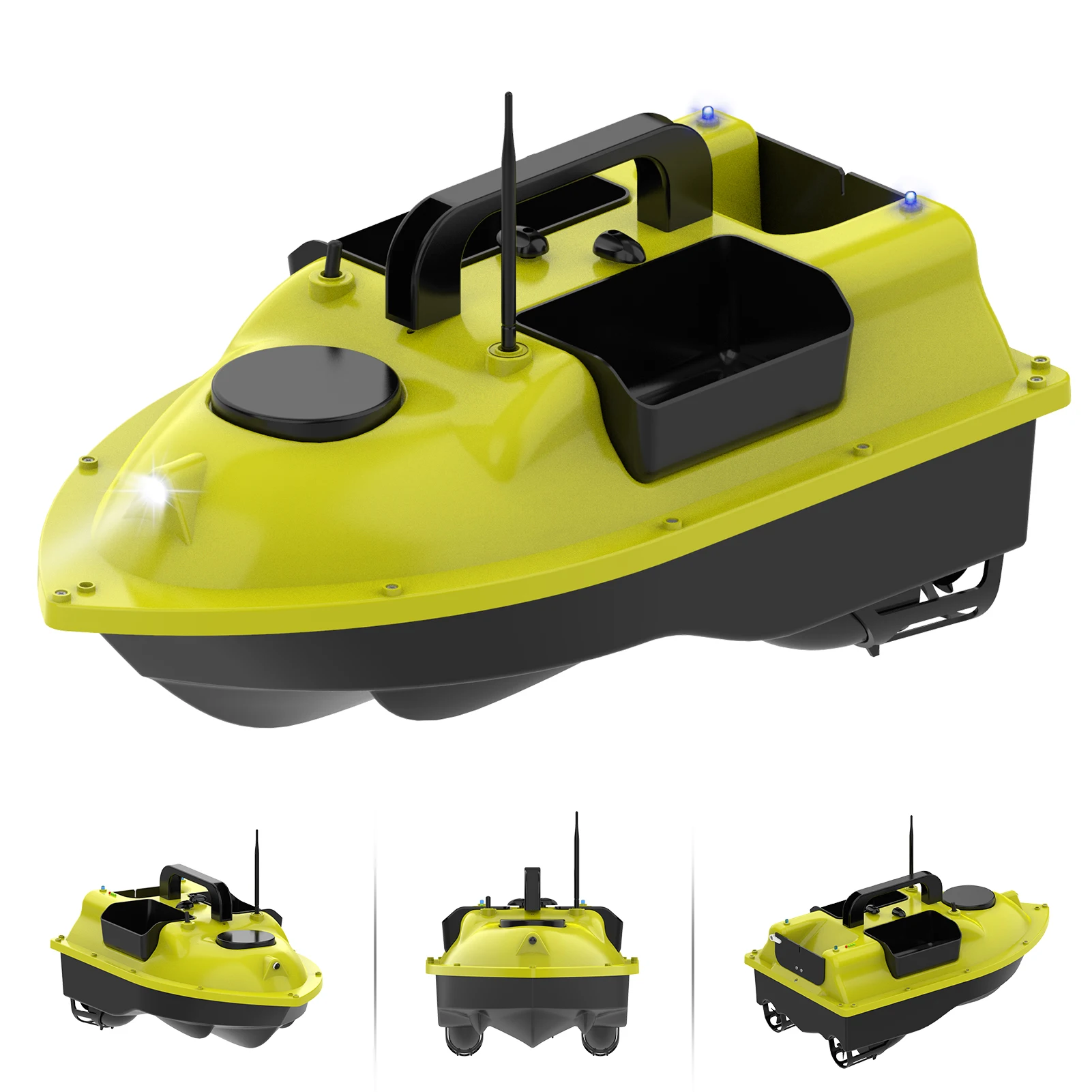 Wireless GPS Fishing Bait Boat 3 Bait Containers Remote Control 400-500M Remote Range Automatic Return