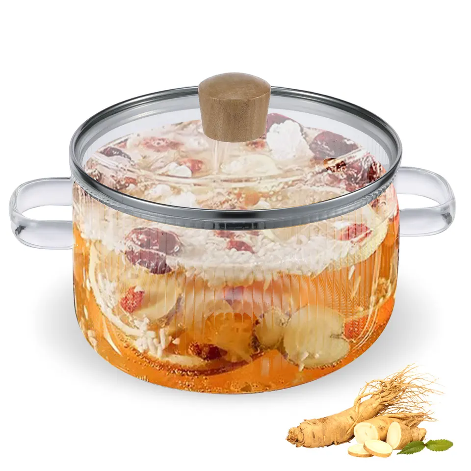 Heat Resistant Glass Cooking Pot with Lid 1.6L