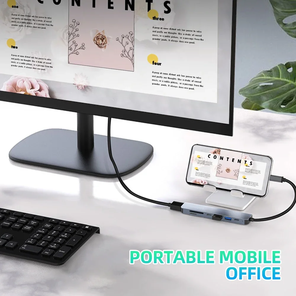 USB C Hub to 4K HDMI-compatible USB 3.0 2.0 Type C Charging SD TF Card Reader Docking Station for Phone MacBook Computer