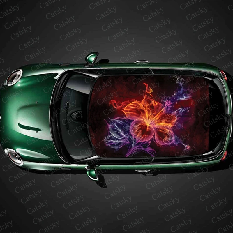 

Flame Flower Car stickers, roof decals, sunroof decoration, painting, modification, self-adhesive window stickers, window decals