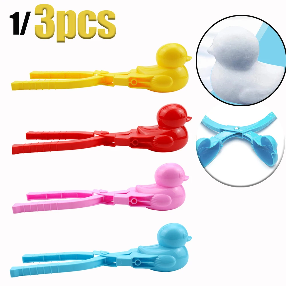 Snowball Maker Clip for Kids Adult Duck Shape Clip Tongs for Outdoor Sand Snow Ball Mold Toys 1/3pcs