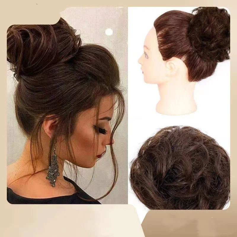 viramofa Messy Hair Bun Hair Scrunchies Extension Curly Wavy Messy Synthetic Chignon for Women Updo Hairpiece