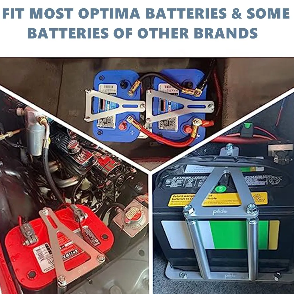Suporte de bateria de alumínio compatível com Optima Azul Vermelho Amarelo Baterias 34M D34M 34/78 D34 D34/78 D34/78 Bandeja de bateria