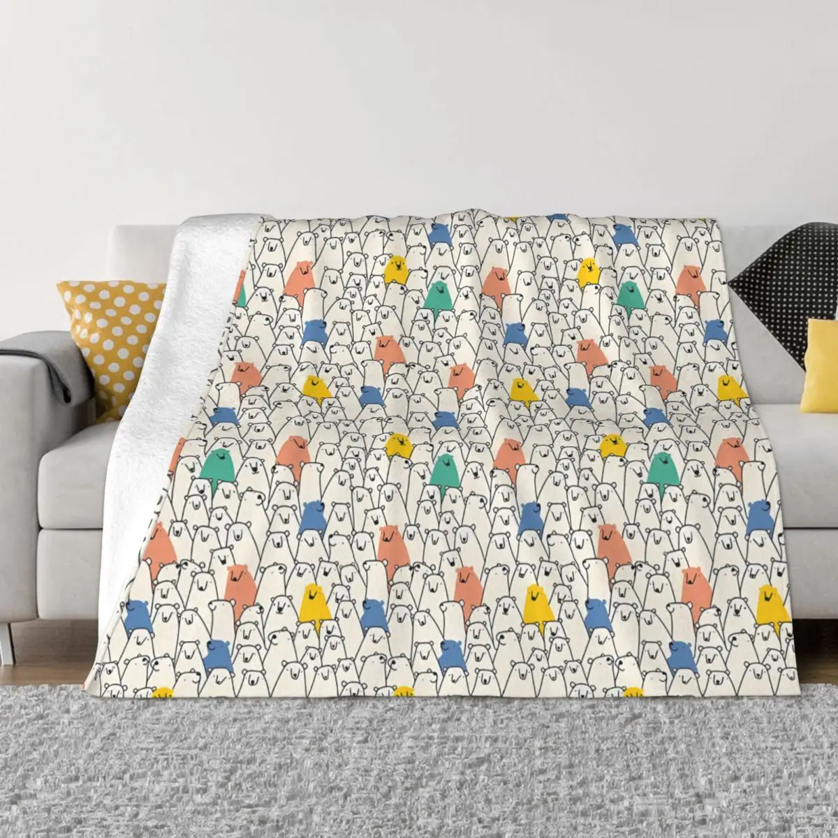 

Bear Blankets Bears Pattern Coral Fleece Plush Decoration Bedroom Bedding Couch Bedspread