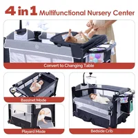 4 in 1 Pack n Play, Multifunction Baby Bassinet Bedside Crib, Portable Baby Nursery Center Playard w/Baby Changing Table 2
