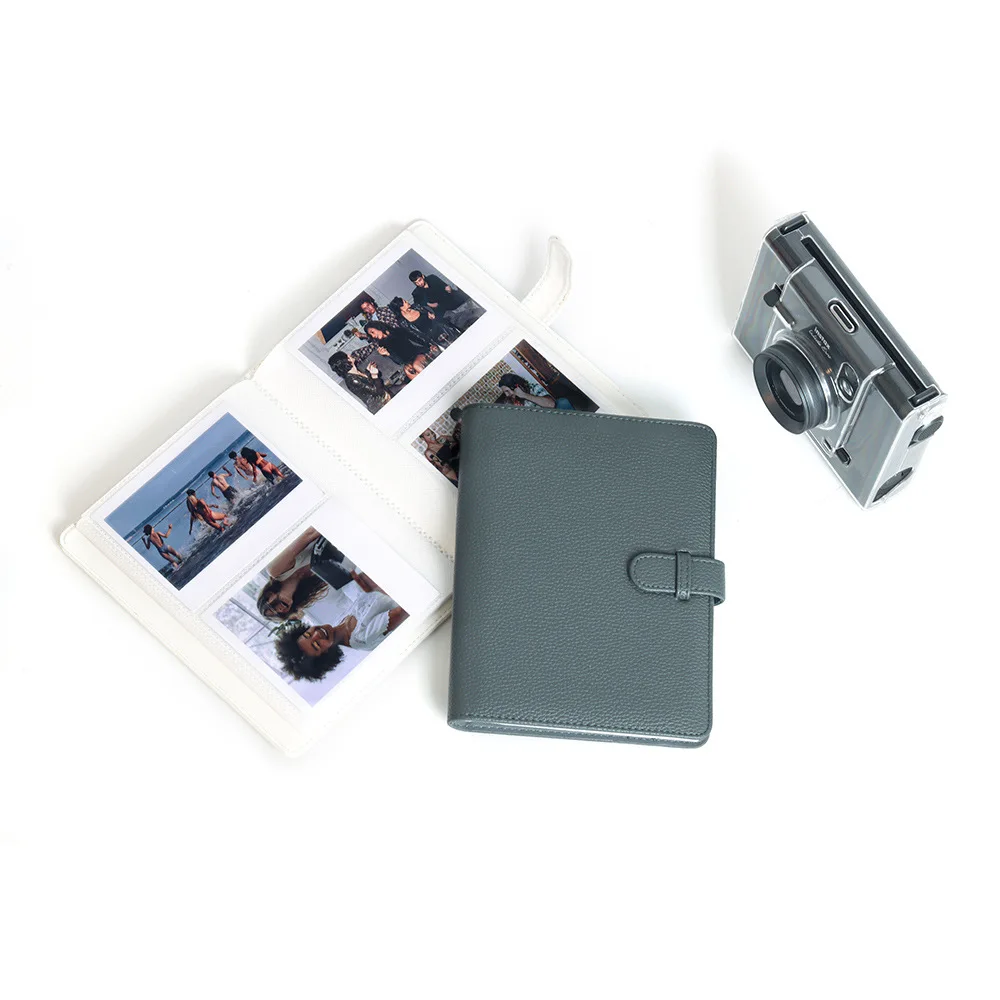 80 Pockets Instant Wide Photo Album PU Leather Solid Color for