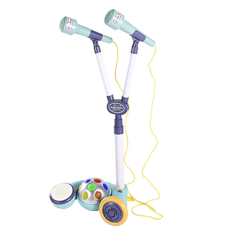 

Детская Вертикальная Регулируемая машина для караоке, игрушки для детей, два майка, искусственное пение, развивающий музыкальный инструмент, игрушка (A)