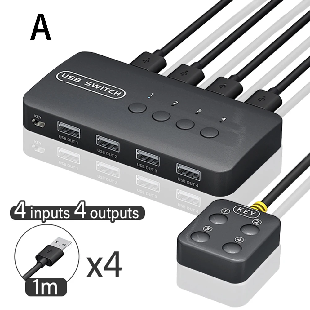 Adattatore Switch Usb Kvm Usb2.0 4 Input 4 Output Switch Usb Controller Condiviso Adattatore Hub Per Tastiera Stampante Per Computer Portatile