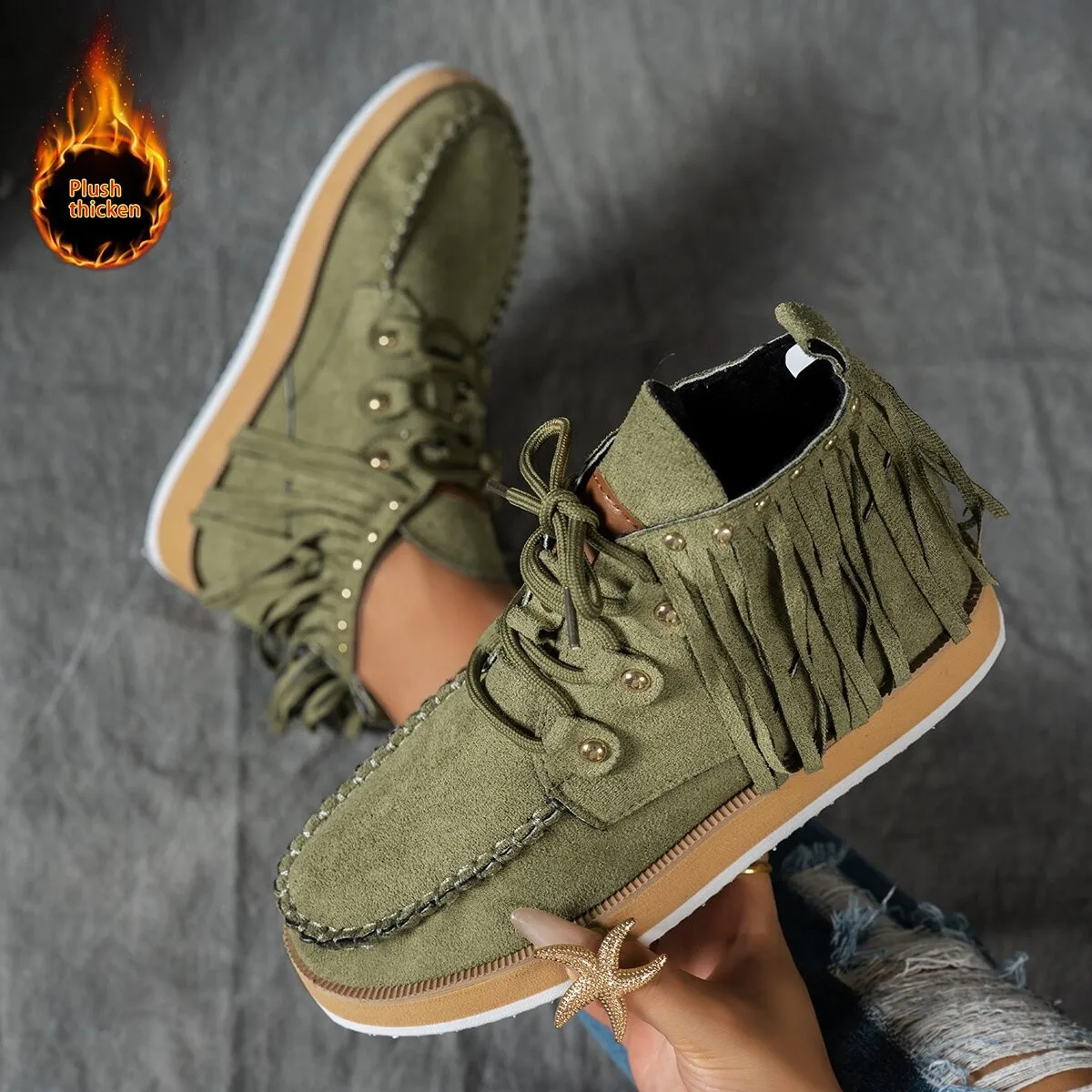 Fashionable New Round Toe Comfortable Thick Sole Non Slip Casual Short Boots Winter Suede Plus Size Horse Boots for Women