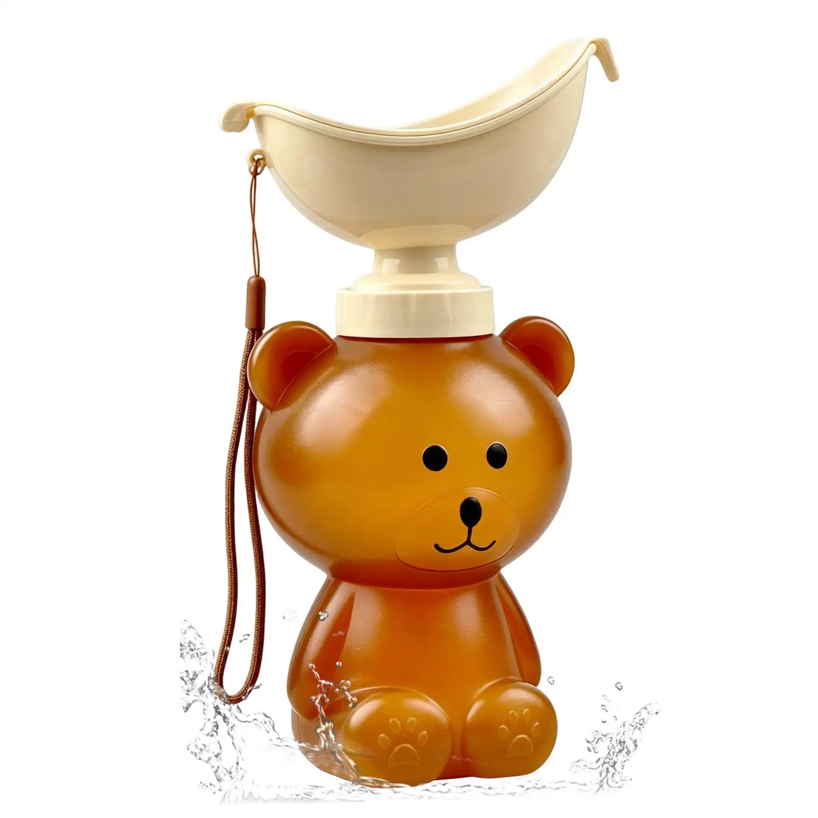 귀여운 동물 모양의 자동차 비상용 소변기, 뚜껑과 깔때기가 있는 휴대용 변기, 600ml 여행용 소변병, 자동차, 로드 트립, 캠핑용