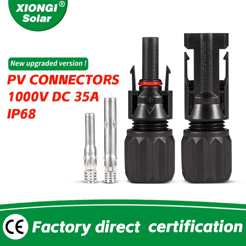 Connettore Solare Ip68 Dc Plug And Play 1000V 35A Con Cavo Pannello Solare Fotovoltaico Connettori Impermeabili Antipolvere Maschio/Femmina (10Awg)