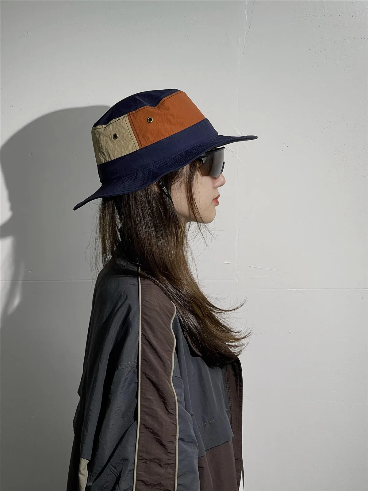 Women Men Japanese Camping Color Block Fisherman Hat Summer Outdoor Windproof Cap Bucket Hats_voghion.com
