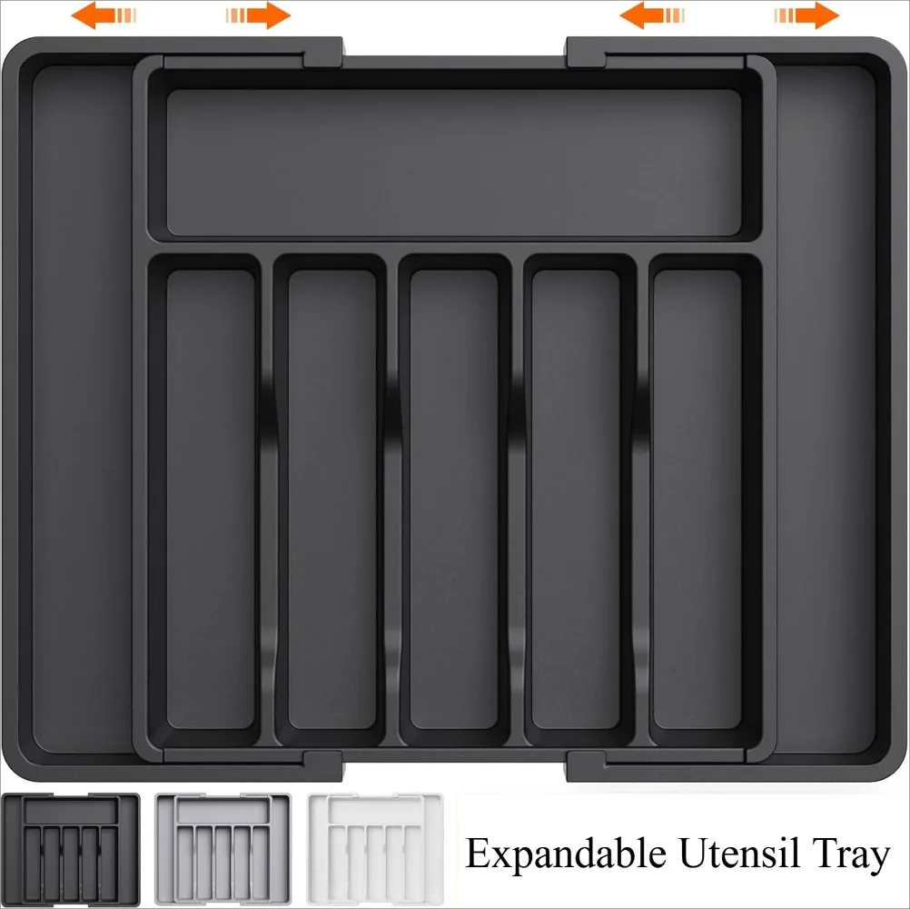 Cutlery Organizer Flatware Organizer Silverware Organizer Adjustable Plastic Silverware Organizer Spoons Forks Knives Cutlery Holder Expandable Utensil Tray Kitchen Gadgets For Forks