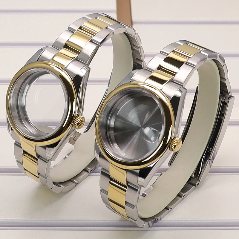 Gold Silvery Luxury Watch Case with Sapphire Accents