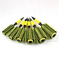 Professional 6pcs/set Yellow Boar Bristle Wooden Hair Comb Brush Nylon Round Hair Brush Salon Styling Tools Wholesale 1