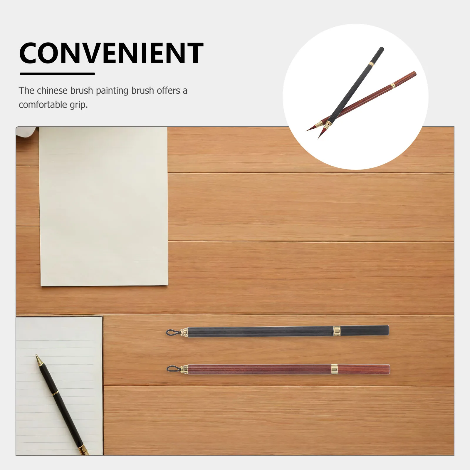 2pcs Chinese Calligraphy Brush Fine Tip Brush Pen With Protective Cap For Calligraphy Painting Drawing For Artists Beginners