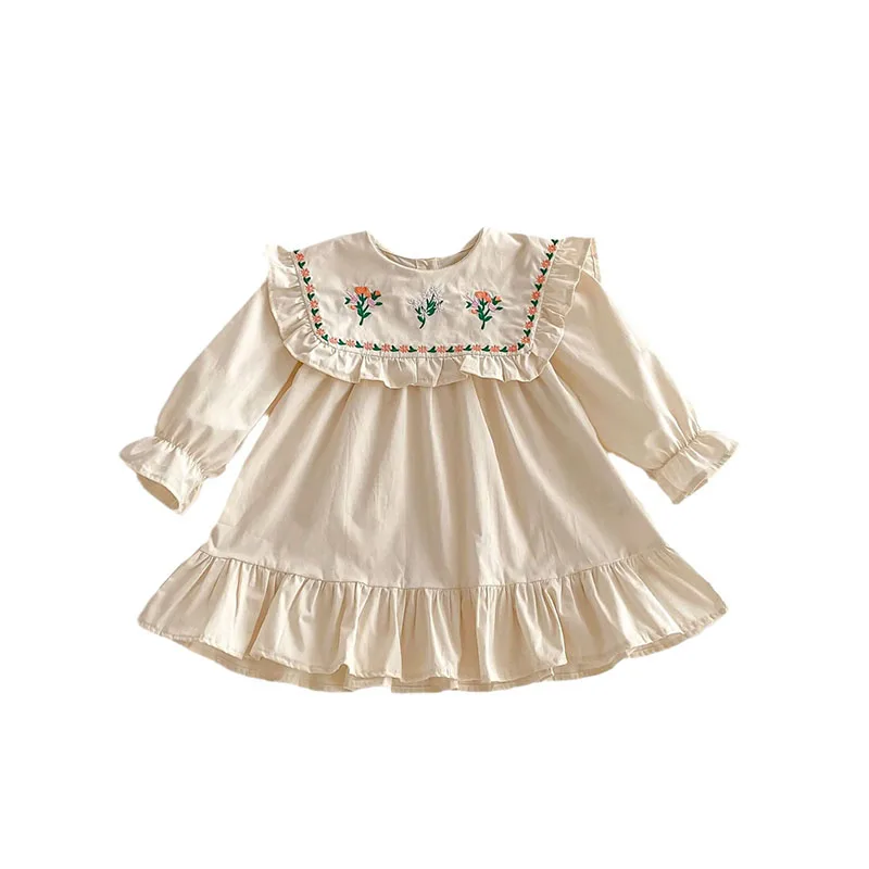 Cute Embroidered Flowers Girls Spring Dress